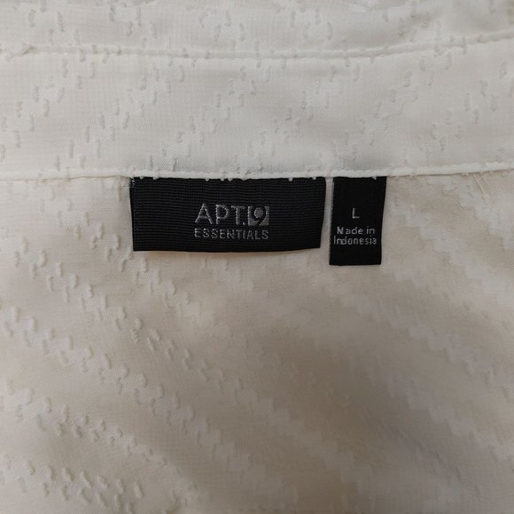 Apt.9 Essentials Women's White Long Sleeve Collared Button Up Zig Zag Top LG - Picture 3 of 4